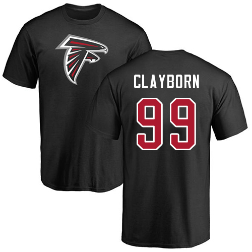 Atlanta Falcons Men Black Adrian Clayborn Name And Number Logo NFL Football #99 T Shirt